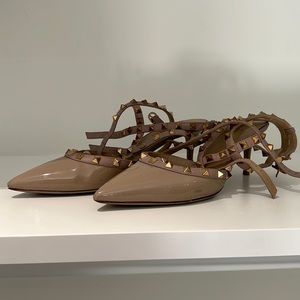 COPY - Valentino Rock Stud Kitten Heels - Nude